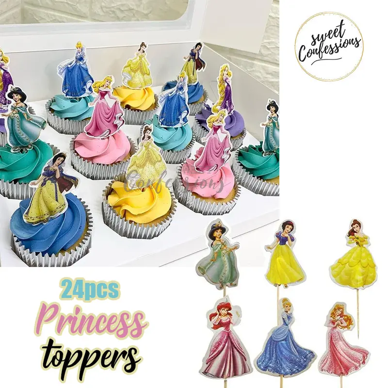 Disney Princess Cupcake Topper Variety – 24-Piece Mix Of Elsa, Cinderella, Moana & More 1