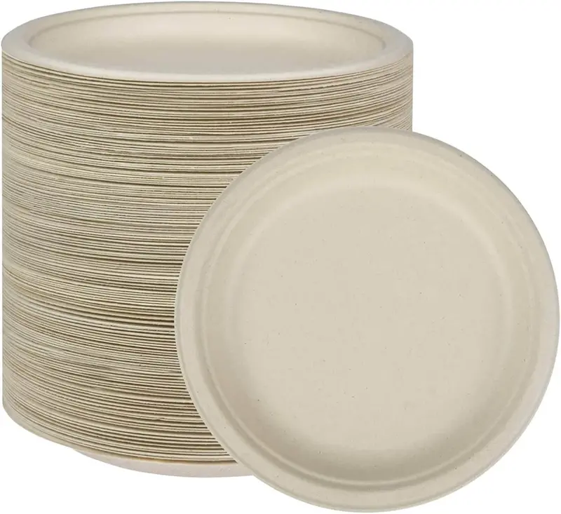 Eco-Friendly Brown Sugarcane Plates – 125 Count, 10-Inch Heavy-Duty Disposable Serving Plates, Biodegradable & Food-Safe 1