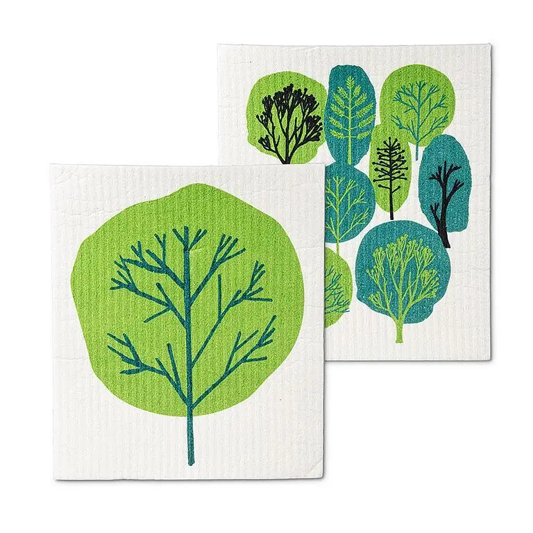 Eco-Friendly Green Tree Pattern Dishcloths 1