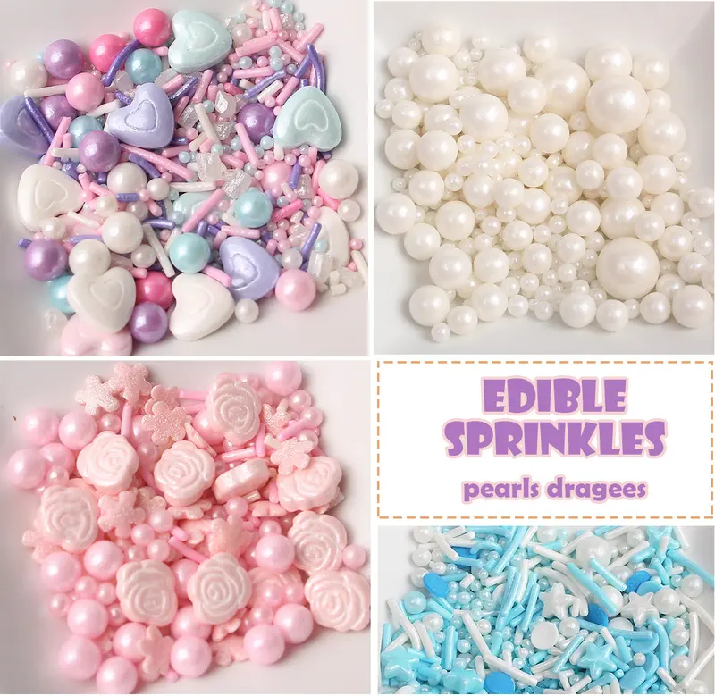 Edible Sprinkles Variety Pack – Sugar Pearls, Nonpareils, Glitter, And Ball Sprinkles (50G/50Ml) 1