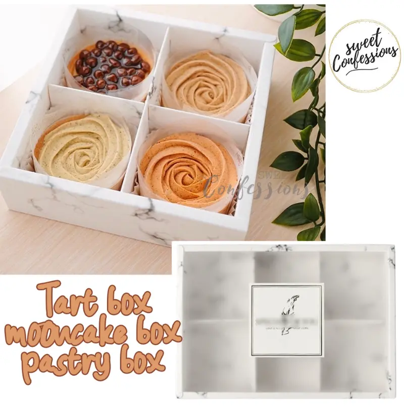 Elegant Marble-Finish Multi-Cavity Tart Box For Pastries, Brownies, And Gift Packaging 1