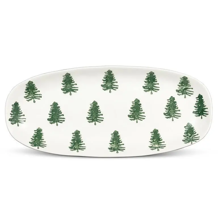 Elongated Fir Tree Platter – Ceramic Serving Tray For Appetizers 1