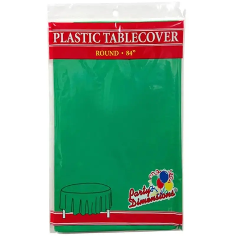 Emerald Green Disposable Plastic Round Tablecloth – 84 Inch Diameter 1