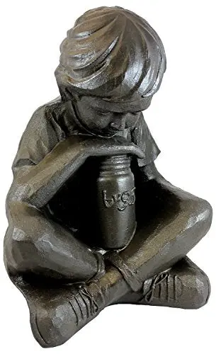 Emsco Group Boy Garden Statue – 16-Inch Resin Sculpture With Natural Bronze Finish, Lightweight Outdoor Decor 1