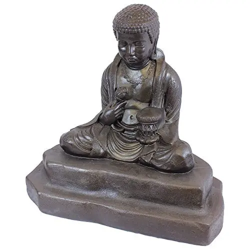 Emsco Group Meditating Buddha Garden Statue – 24" Lightweight Bronze-Finished Sculpture For Outdoor Serenity 1