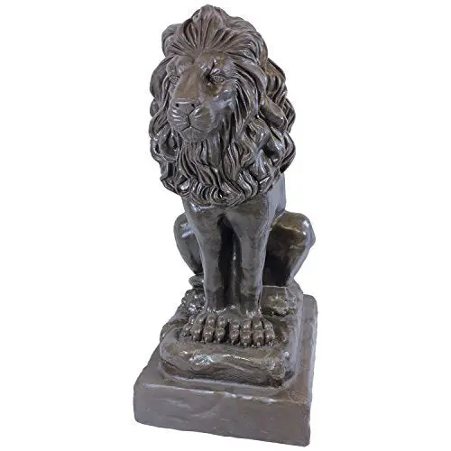 Emsco Guardian Lion Garden Statue – 28" Bronze-Finished Plastic Resin Lawn Ornament, Lightweight & Weather-Resistant 1