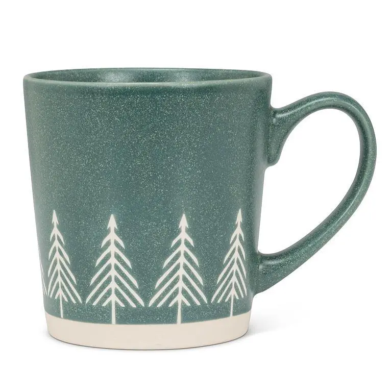 Evergreen Row Design Mug – Forest-Themed Ceramic Coffee Cup 1