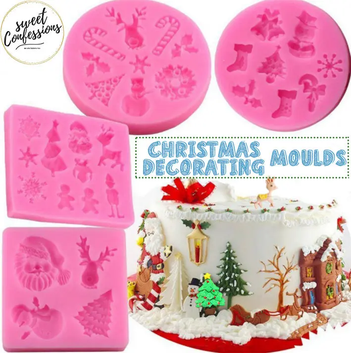 Festive Christmas Silicone Mold Set: Snowman, Santa, Reindeer, And Tree 1