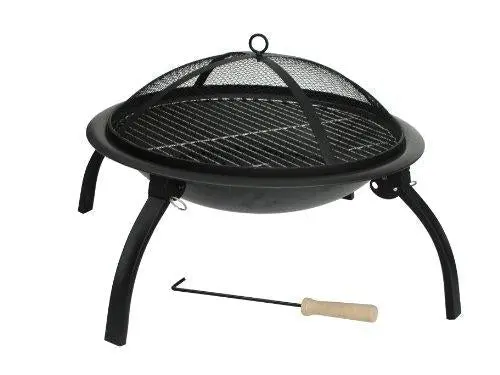 Fire Sense Portable 22-Inch Round Steel Fire Pit – Foldable, Wood-Burning With Spark Screen, Grates, And Carry Bag 1