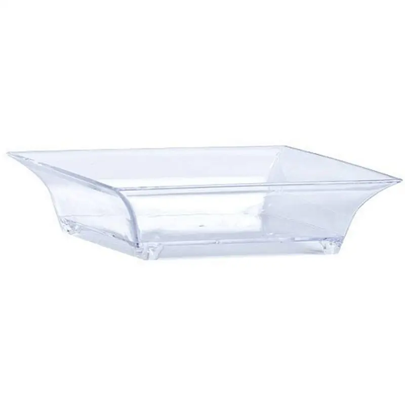 Footed Square Mini Dish – Clear Plastic Presentation Tray 1