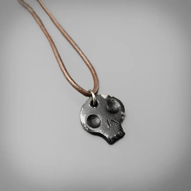 Forged Skull Pendant – Minimalist Dark Metal Necklace 1