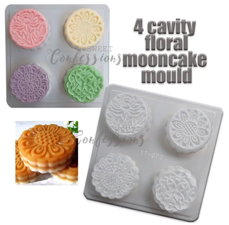 Four-Cavity Floral Mooncake Mold – Jelly And Agar-Agar Mooncake Shaping Tool 1