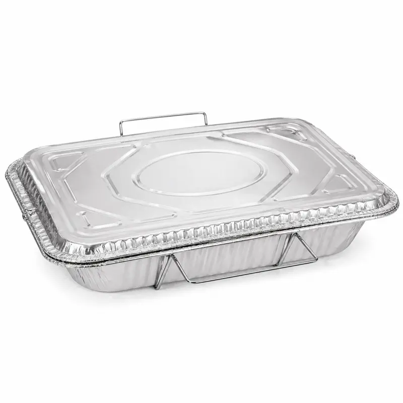 Full-Size 20.75" X 12.75" X 3" Aluminum Baking Pan With Handle And Lid 1
