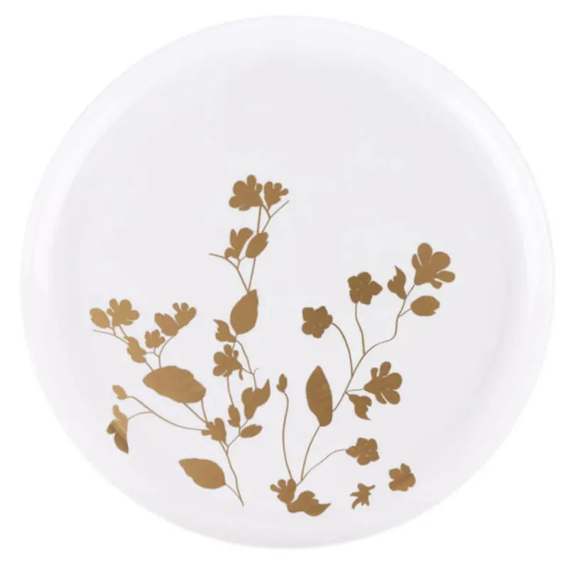Garden-Themed White & Gold 10-Inch Disposable Dinner Plates 1