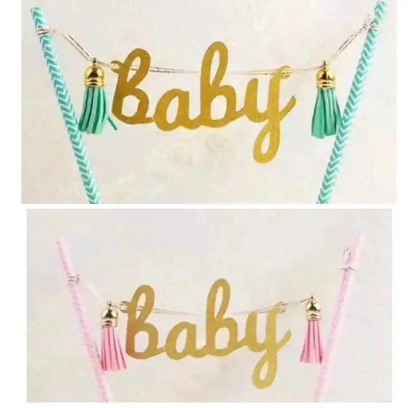Gender-Neutral Baby Shower Bunting Topper – Festive Cake Decoration For Kids' Birthdays 1