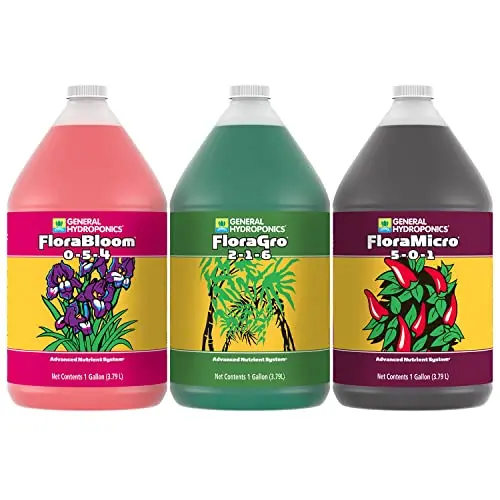 General Hydroponics Flora Series Fertilizer Set – Grow, Bloom & Micro (1 Gallon Each) 1