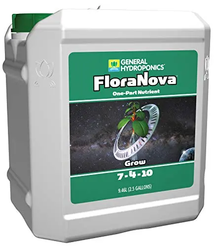 General Hydroponics Floranova Grow Liquid Nutrient – 7-4-10 Formula, Fast-Absorbing Fertilizer For Hydroponics, Containers & Garden Plants (2.5 Gal) 1