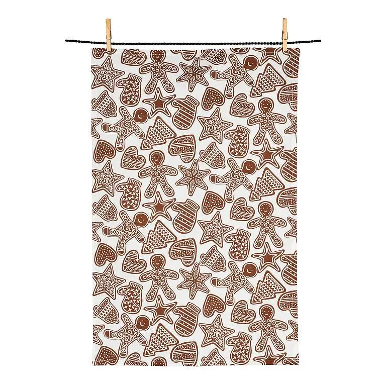 Gingerbread Cookie Design Kitchen Towel – Absorbent Cotton Dish Towel 1