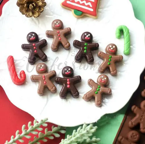 Gingerbread Man And Candy Cane Silicone Mold For Holiday Chocolate, Jelly, And Cake Decoration 1