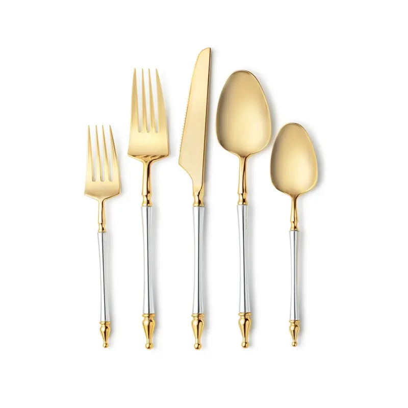Gold And Silver Mixed Disposable Cutlery Set – 40-Piece Premium Flatware 1