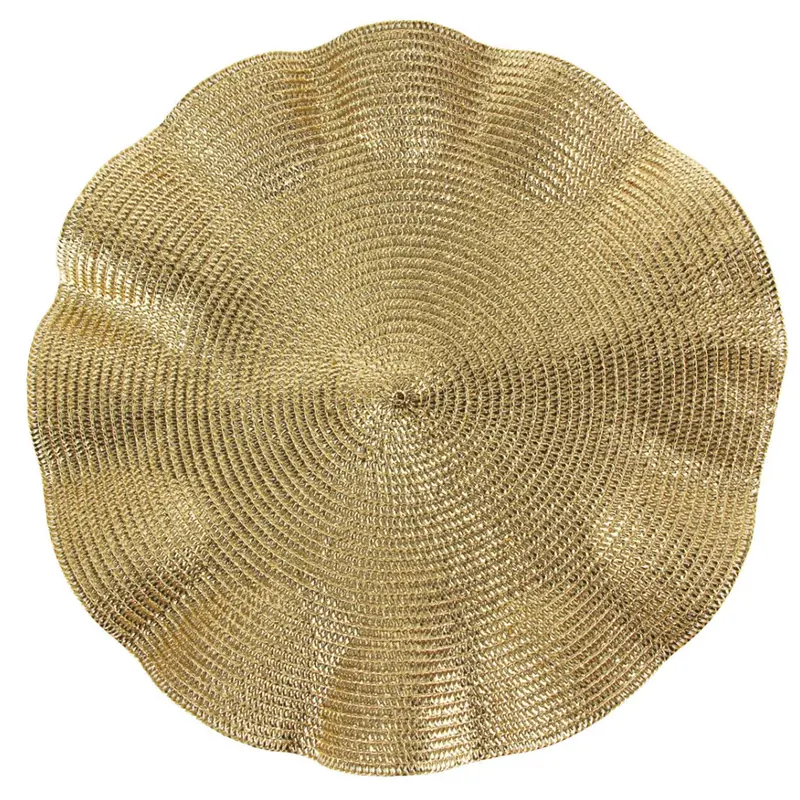 Gold Braided Plastic Charger Plates – 14.5-Inch, 2-Pack 1