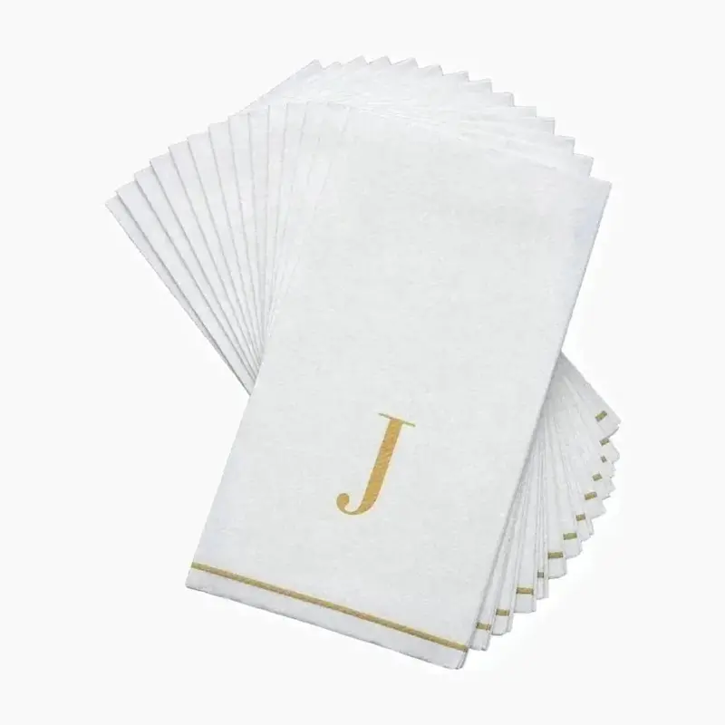 Gold Letter J Monogram Dinner Napkins — Elegant 14-Piece Pack 1