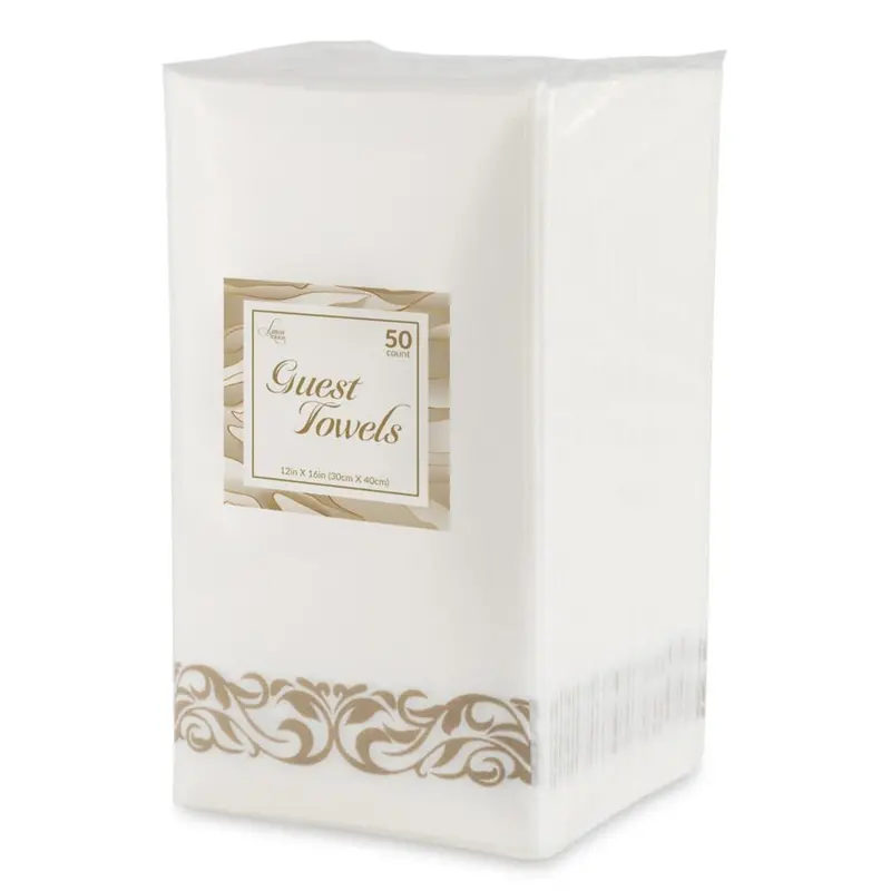 Gold-Trimmed Linen-Look Dinner Napkins 1