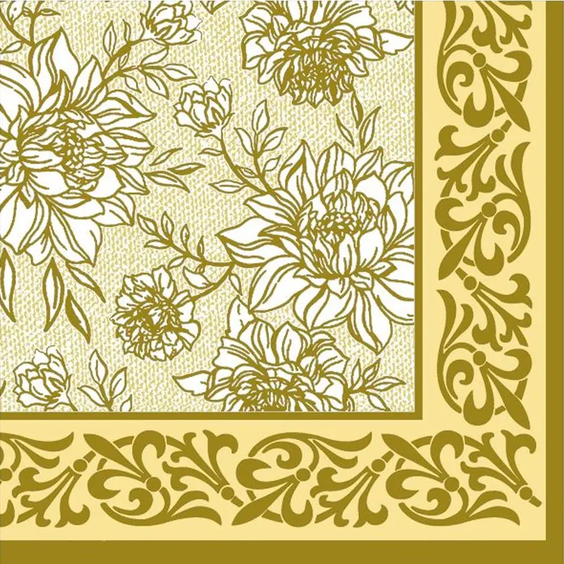 Golden Peach Petal-Print Disposable Lunch Napkins – 20 Count 1