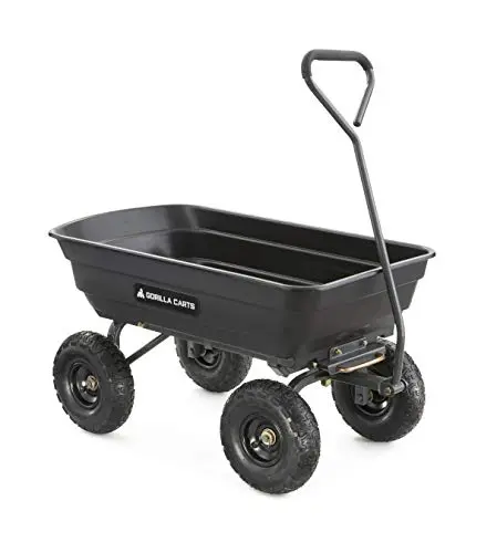 Gorilla Carts Gor4Ps Poly Garden Dump Cart – 600-Lb Capacity With Steel Frame & 10-Inch Pneumatic Tires 1
