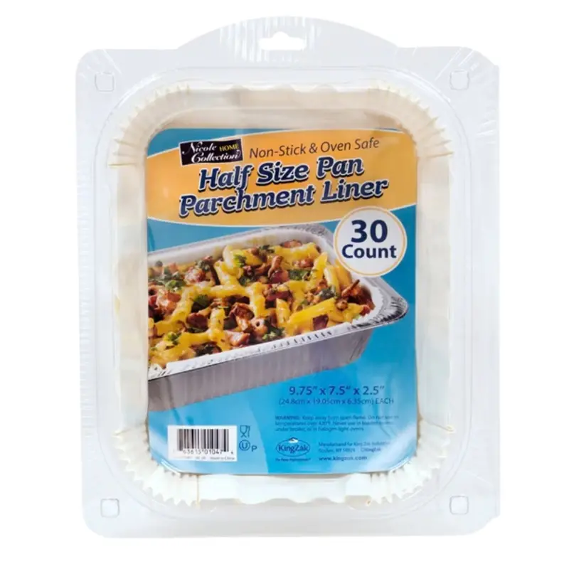 Half-Size 9×13 Inch Aluminum Pan Parchment Liners – 30 Count, 9.75" × 7.5" × 2.5" 1