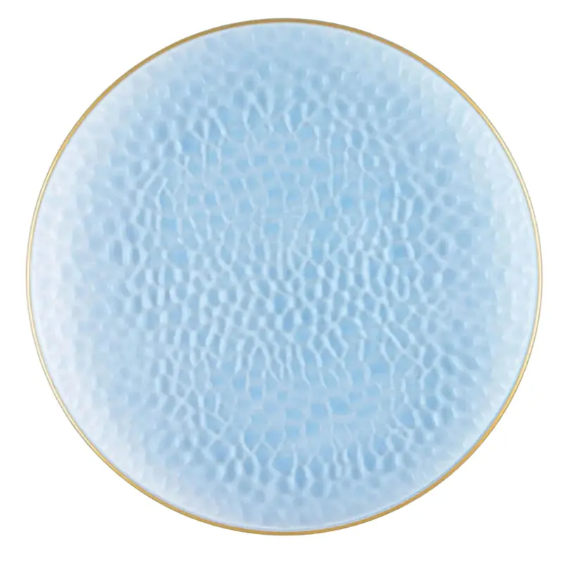 Hammered Blue 10-Inch Disposable Dinner Plate With Gold Rim 1