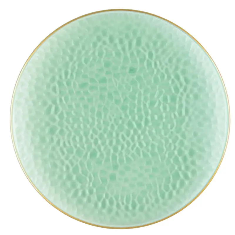 Hammered Green 10-Inch Disposable Dinner Plate With Gold Edge 1