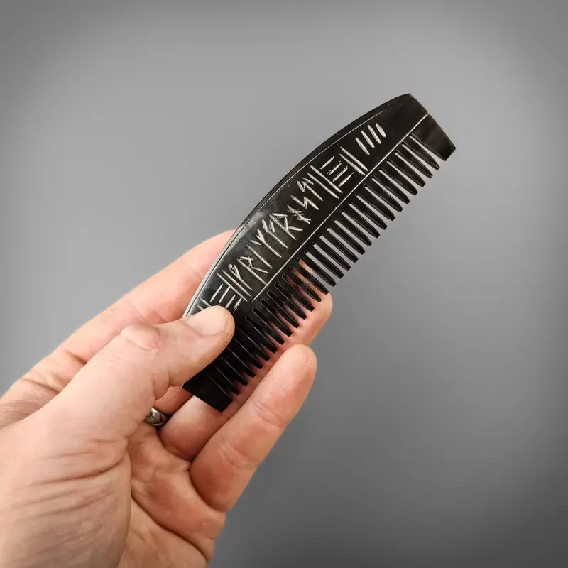 Hand-Carved Viking Horn Comb 1