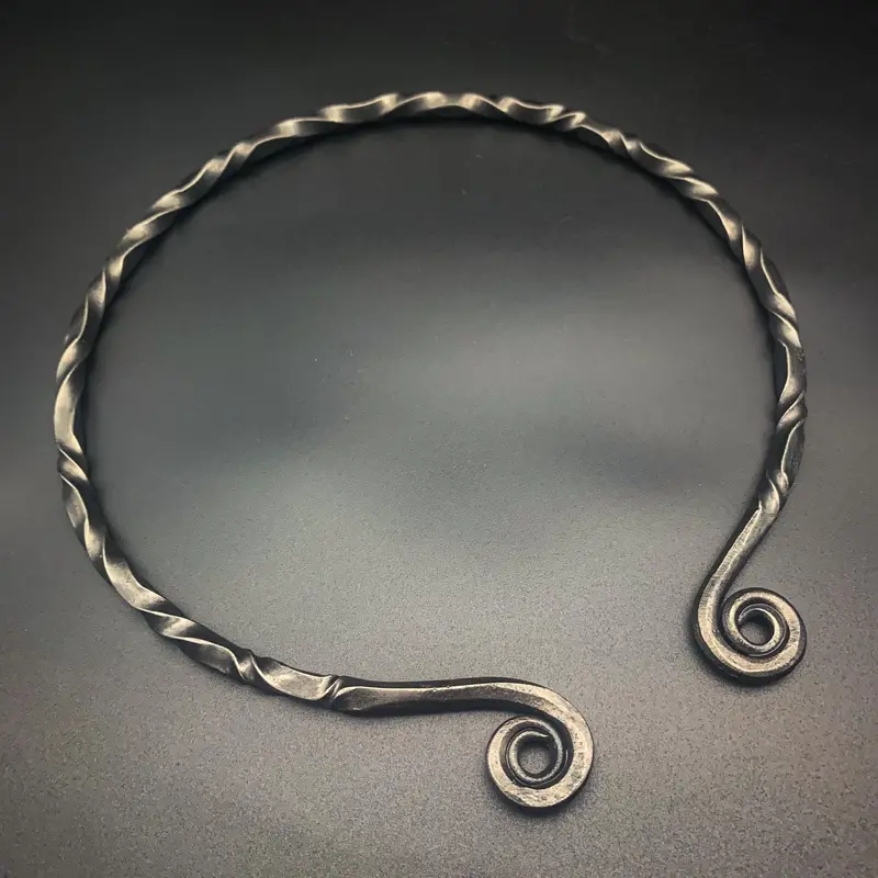 Hand-Forged Viking Neck Torc – Adjustable Bronze Or Iron Style 1