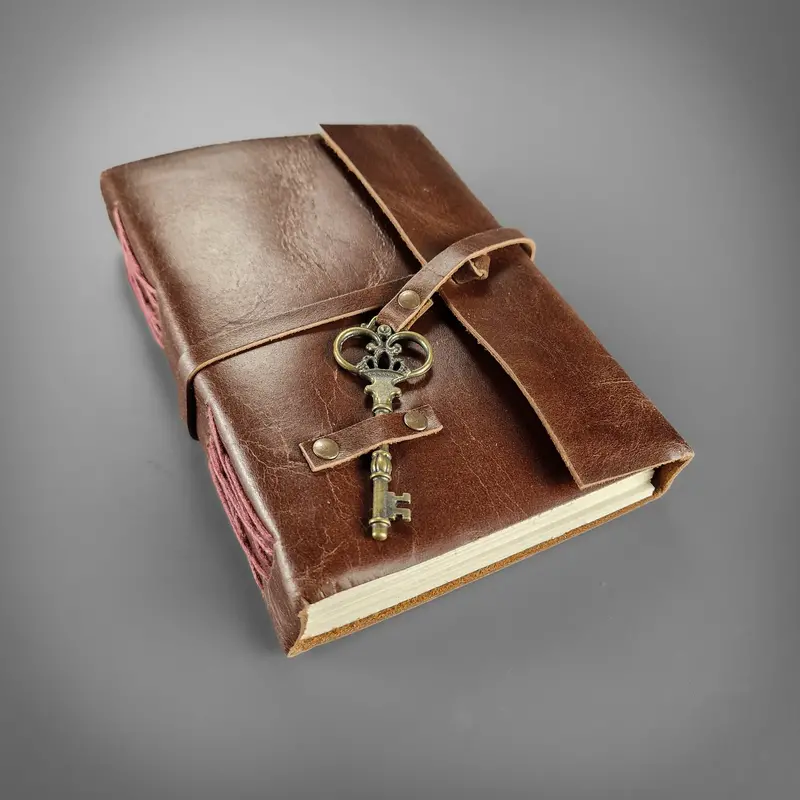Handcrafted Leather Notebook With Keyring Binding 1