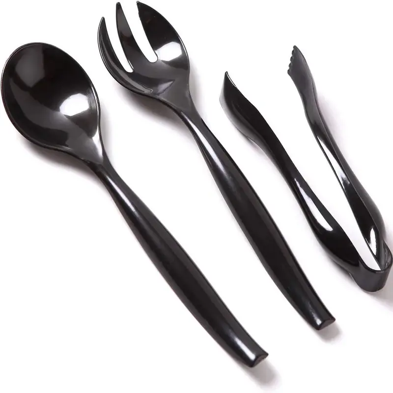 Heavy-Duty Black Plastic Serving Utensil Set – 18-Piece Catering Kit 1