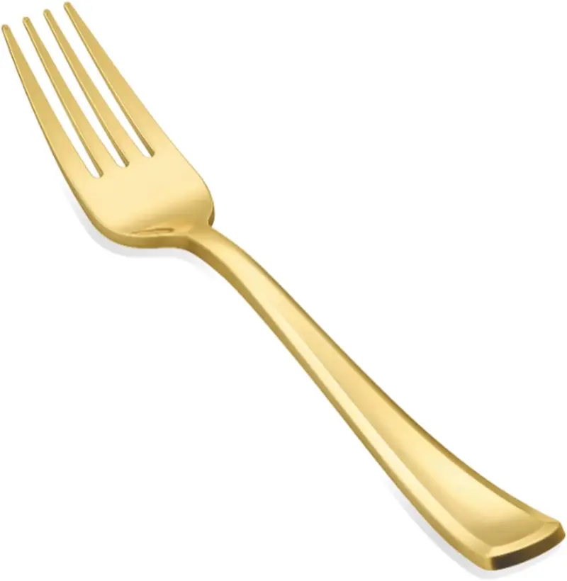 Heavy-Duty Gold Plastic Forks – Disposable Premium Cutlery 1