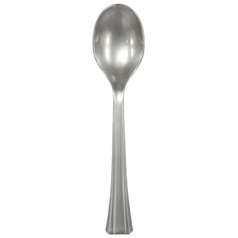 Heavy-Duty Silver-Finish Plastic Soup Spoon 1
