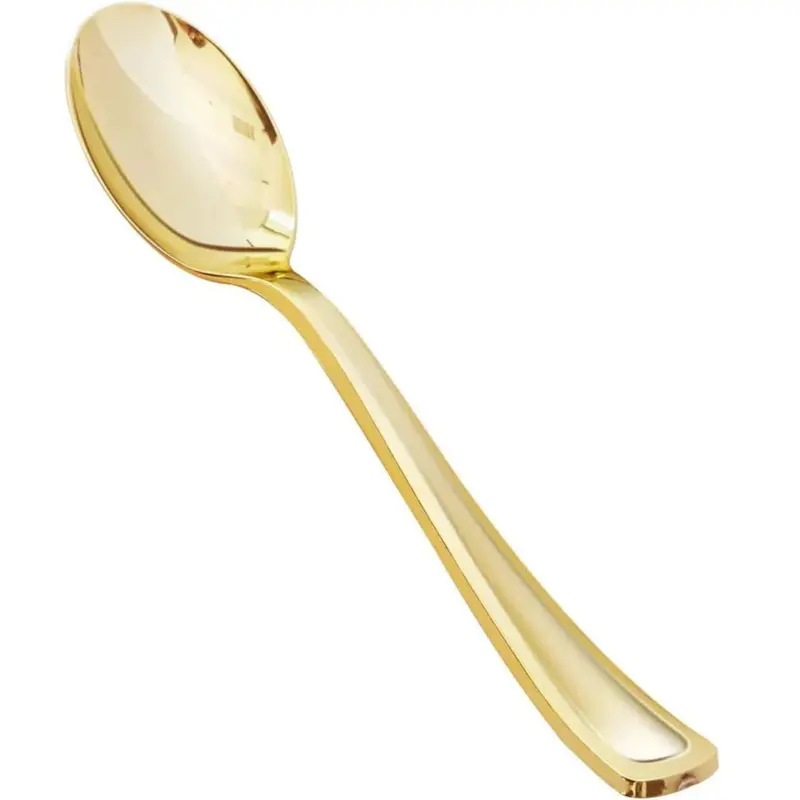 Heavyweight Gold Plastic Spoons – Disposable Elegant Cutlery 1