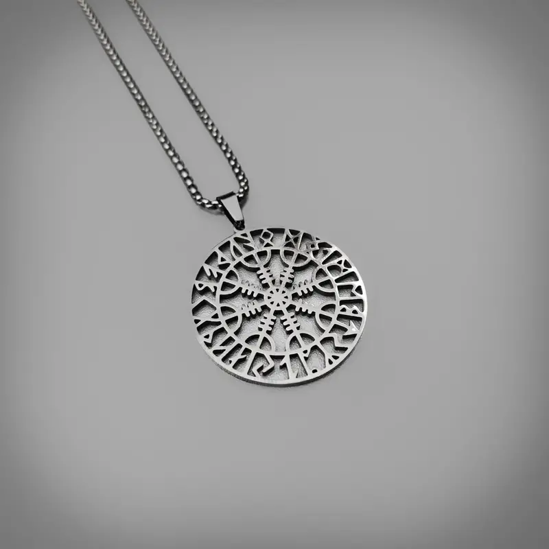 Helm Of Awe Hollow Medallion – Ægishjálmur Symbolic Necklace 1