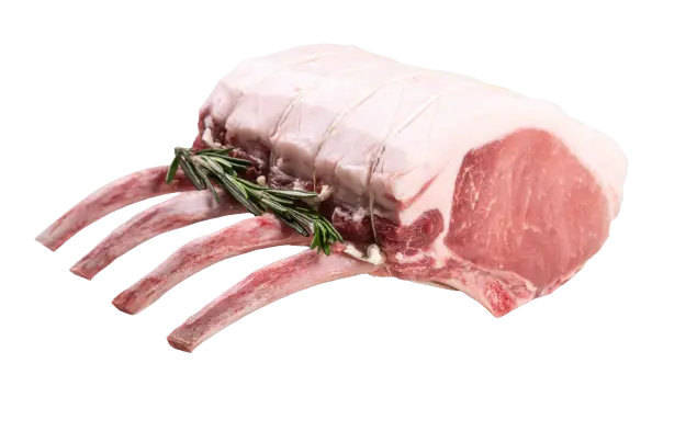 Herb-Rubbed Pork Rack Roast – Frenched Rib Bones Included 1