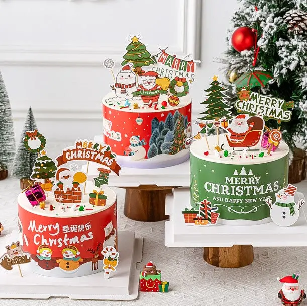 Holiday Cake Topper Assortment – Xmas Tree, Snowman, Gingerbread, And Cottage Designs 1