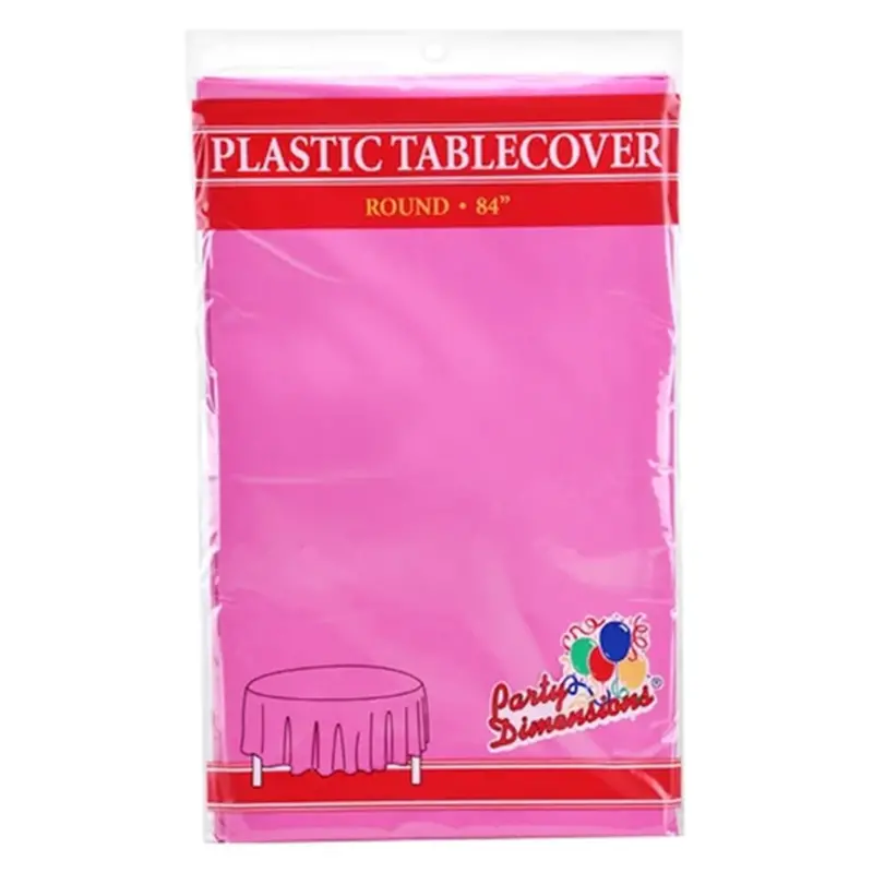 Hot Pink Disposable Plastic Round Tablecloth – 84 Inch Diameter 1