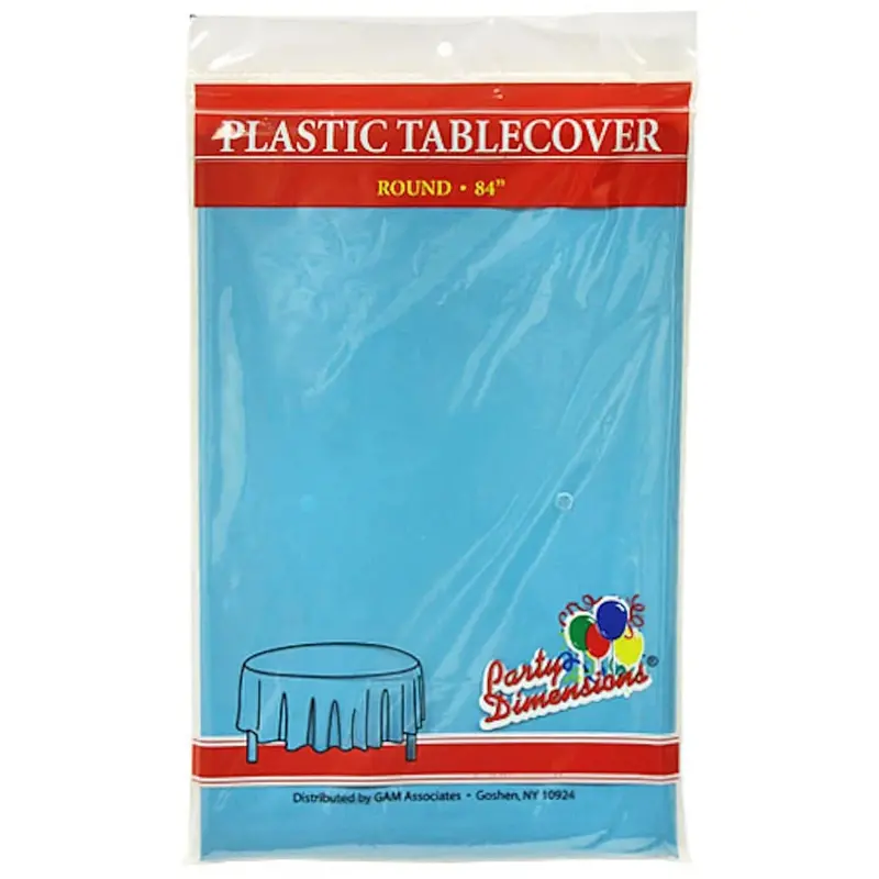 Island Blue Disposable Plastic Round Tablecloth – 84 Inch Diameter 1