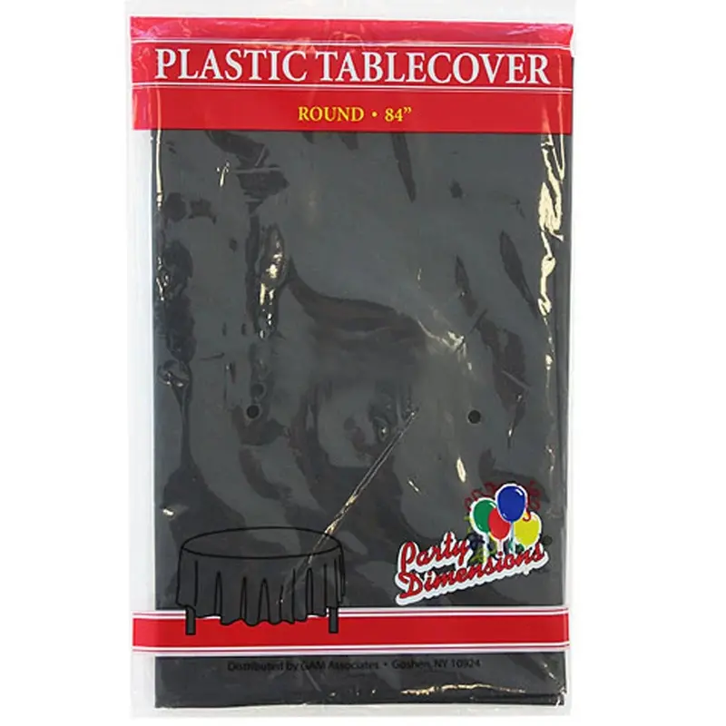 Jet Black Disposable Plastic Round Tablecloth – 84 Inch Diameter 1