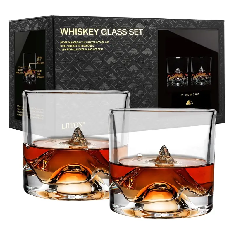 K2 Crystal Bourbon Whiskey Tumbler Set – 2 Pieces By Liiton 1
