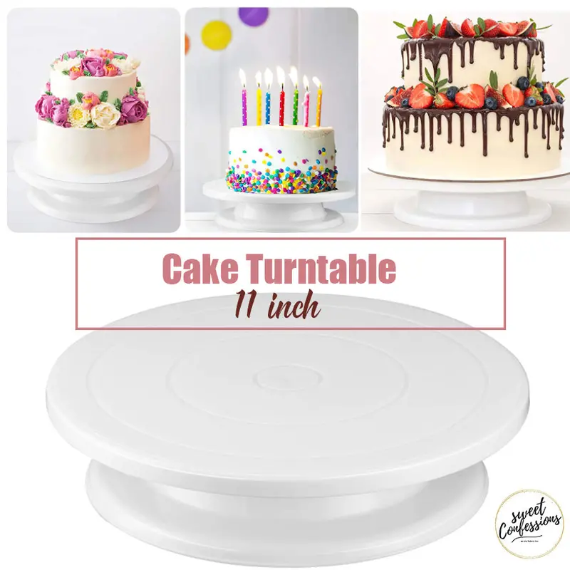 Large 11-Inch Rotating Cake Stand For Decorating And Display 1