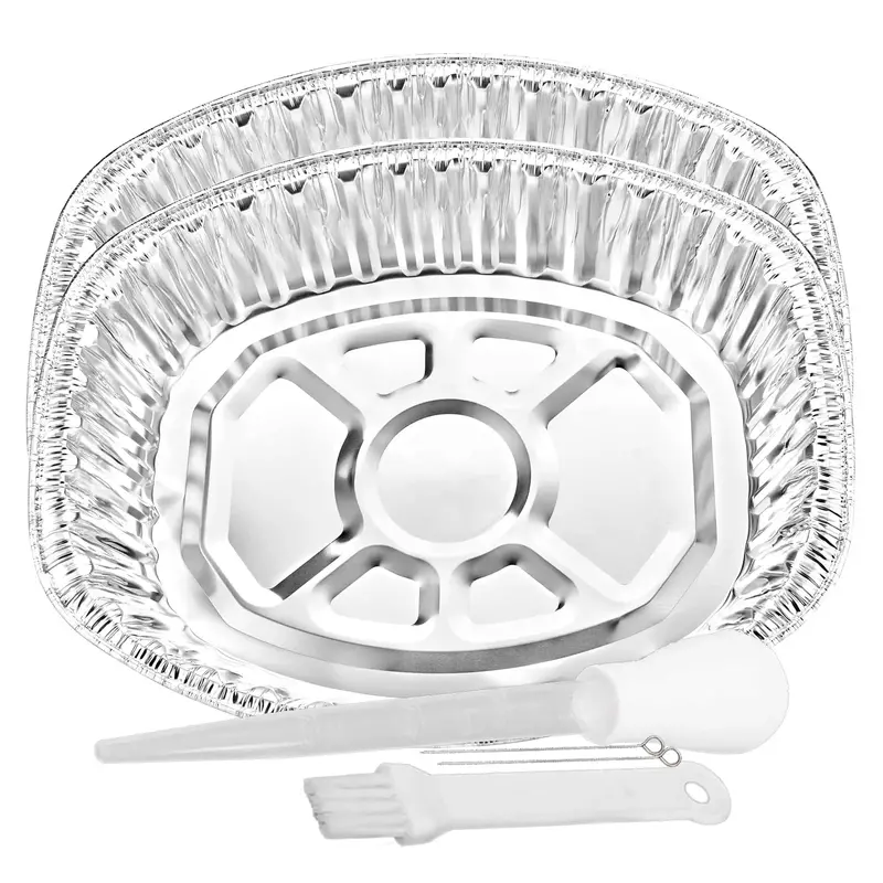 Large Oval Aluminum Turkey Roasting Pan With 5-Piece Basting Kit 1