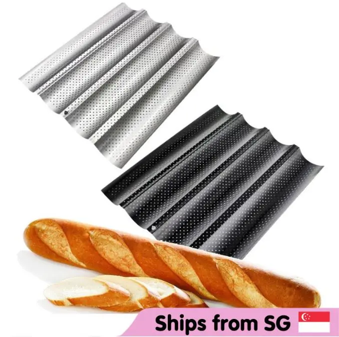 Large Perforated Baguette Pan – Ventilated Non-Stick French Bread Baking Tray For Crispy Crusts 1
