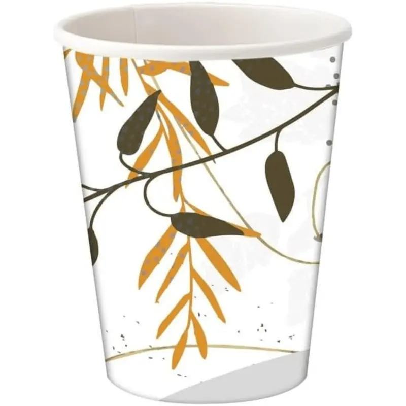 Leafy Canopy 9-Ounce Decorative Paper Cups — Eco-Friendly Disposable Drinkware 1